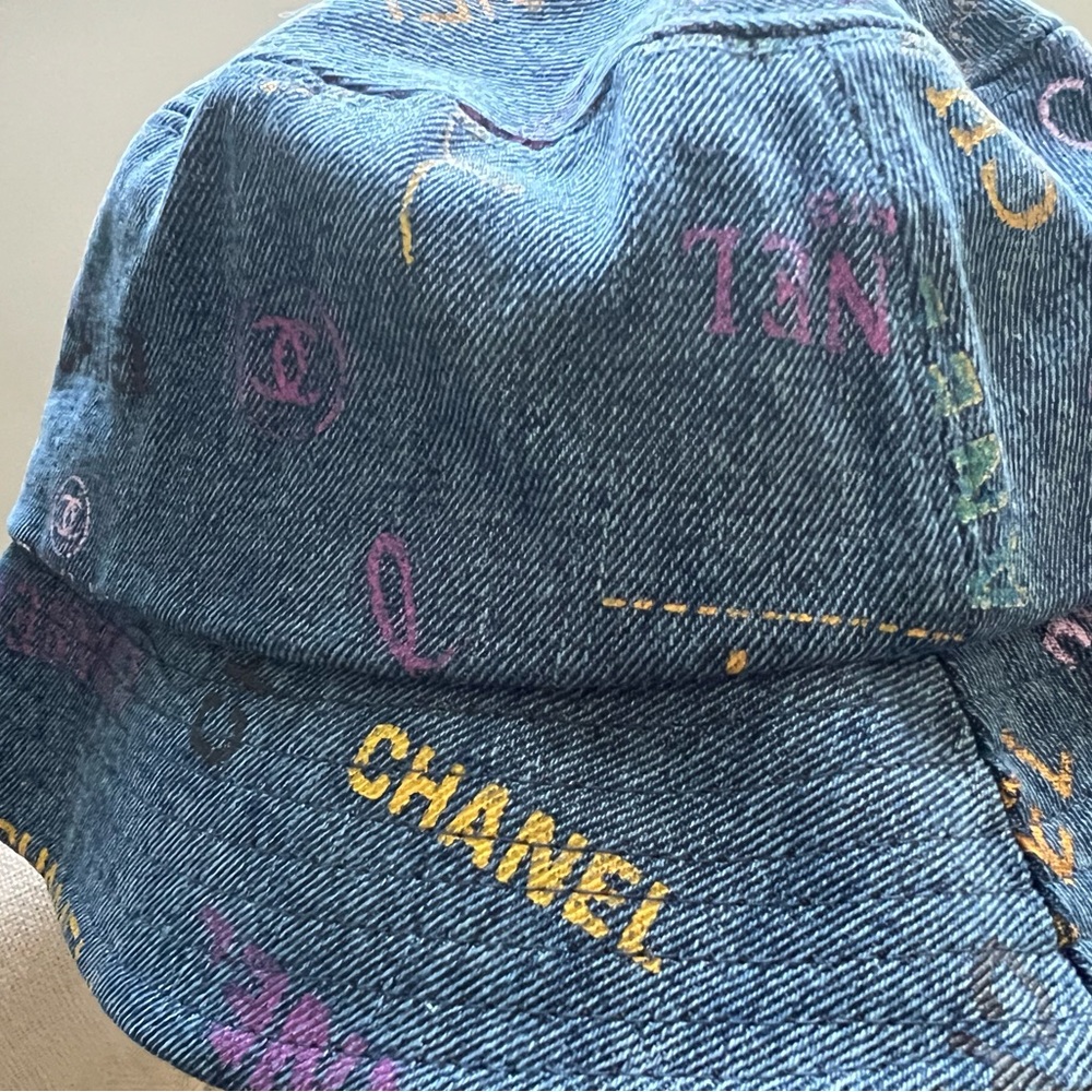 Chanel Denim Hat with Vibrant Logo Accents